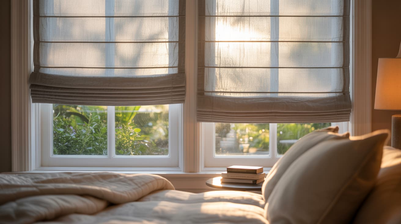 Bedroom window fitted with cosy blinds